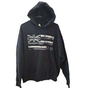 Men's Black Hawaii's Finest Sweater with Hoodie- Hawaiian Flag XL